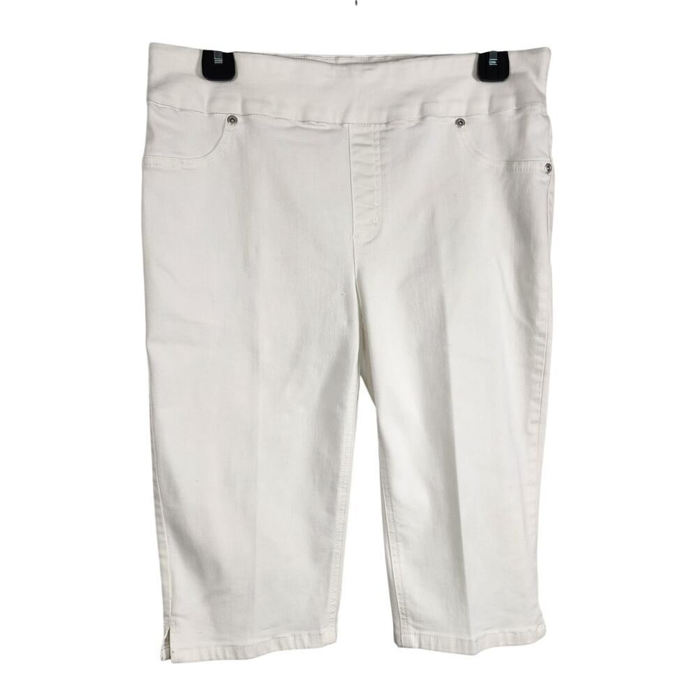 Chicos Womens Perfect Stretch Soft Jegging Pedal Pusher Pull On White Denim M 8